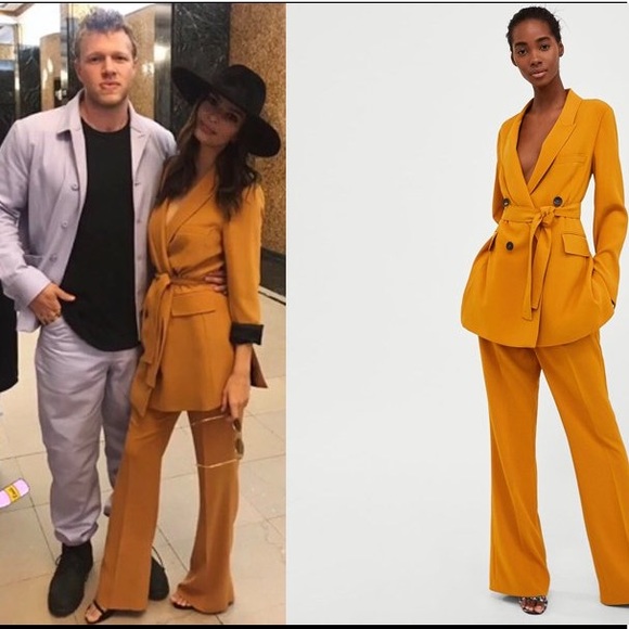 NWT ZARA MUSTARD YELLOW FLARED PANTS TROUSERS - Picture 2 of 8